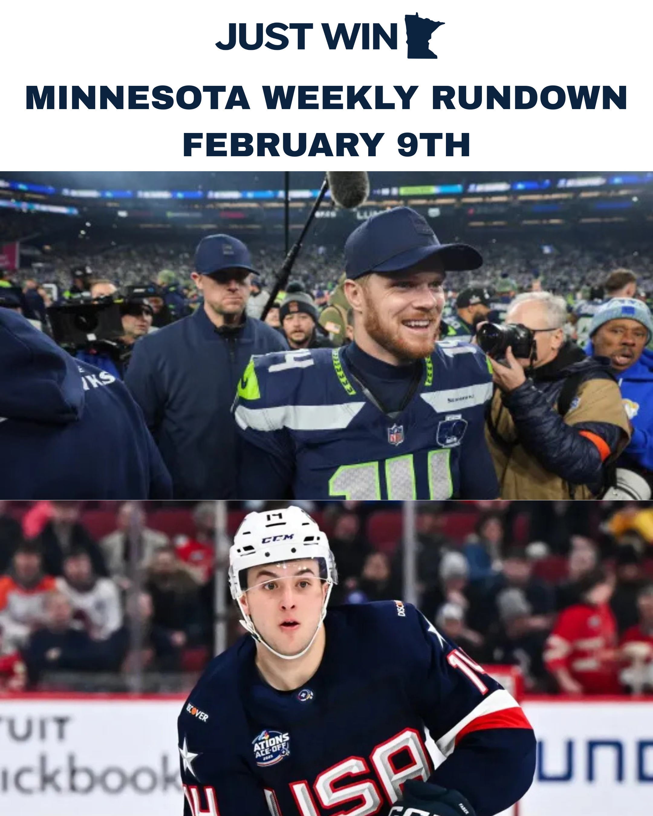 Weekly Minnesota Rundown 2/9/26- Darnold, Vikings dreaming, Finch/Wolves disconnect?, Wild in the Olympics, Gopher hoops