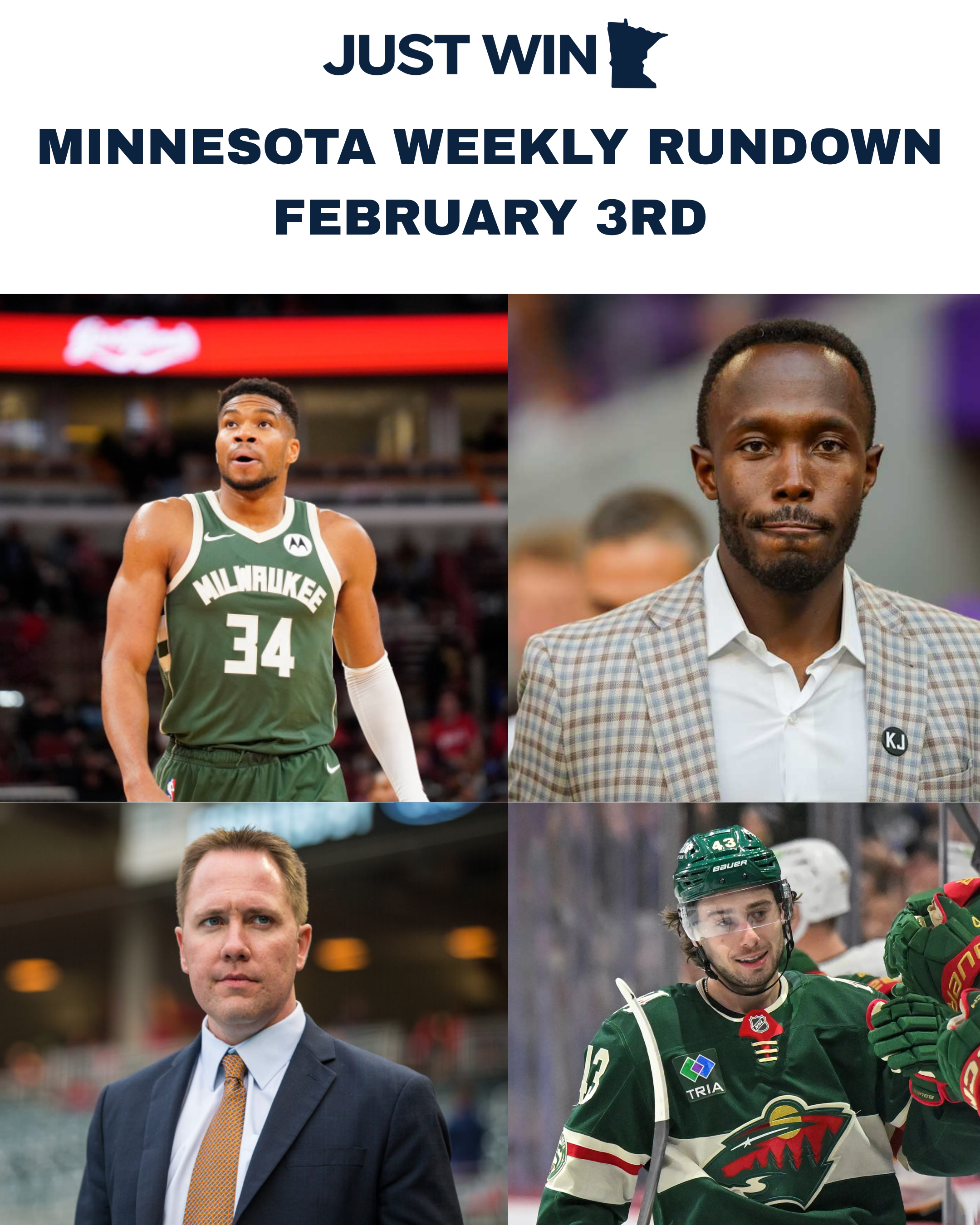 Weekly Minnesota Rundown 2/3/26: Giannis, Kwesi, Falvey, same old Pohlads, red hot Wild,